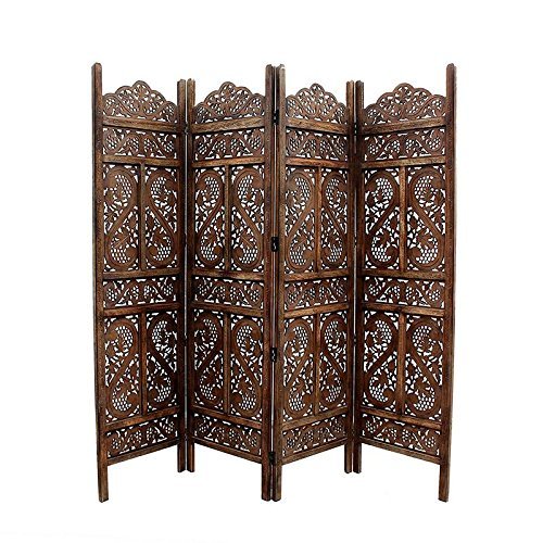 Home DACcor Handcrafted 4 Panel Premium Quality Wooden Room Partition/Wooden Room Divider/Wooden Screen/Wooden Room Seperator