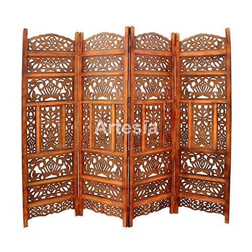 Wood Home Daccor Handcrafted 4 Panel Premium Quality Wooden Room Partition/Wooden Room Divider/Wooden Screen/Wooden Room Seperator