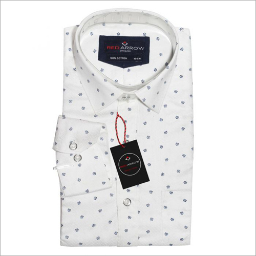 white printed formal shirt