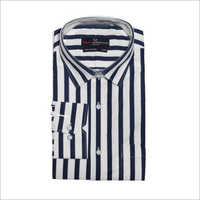 Blue And White Striped Cotton Semi Formal Shirts - Cotton, Sizes: S, M, L, Xl | Washable, Suitable For All Seasons, Elegant Design