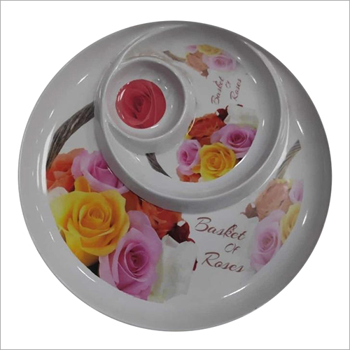 Floral Print Round Plate
