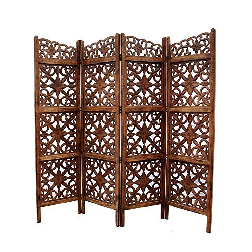 Handcrafted 4 Panel Home Decor Room Partition (Brown)