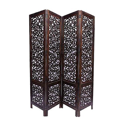 Home DecorHandcrafted 4 Panel Room Partition (Brown)