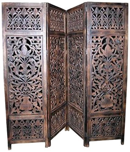 Home Decor Handcrafted 4 Panel Room Partition (Brown)