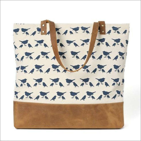 Ladies Leather Canvas Bag