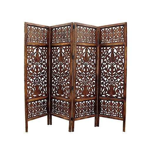 Home Decor Handcrafted 4 Panel Room Partition (Brown)
