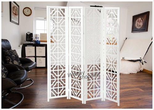 4 Panel Wooden Partition for Your Home Kitchen Office White 4 Panel Wooden Partition for Your Home Kitchen Office White