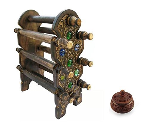 Handmade Wooden Bangle Holder Jewellery Stand for Women Carving 12 Inches with a sindoor Box Handmade Wooden Bangle Holder Jewellery Stand for Women Carving 12 Inches with a sindoor Box