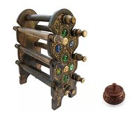 Handmade Wooden Bangle Holder Jewellery Stand For Women - 12 Inches | Exquisite Handcrafted Design With Sindoor Box, Authentic Indian Artistry