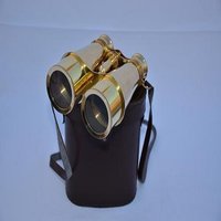 Vintage Brass Mini Binocular With Leather Case Collectible