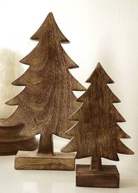 Wooden Christmas Tree - Burnt Finish, Artificial Wood Design | Perfect for Home and Wedding Decoration