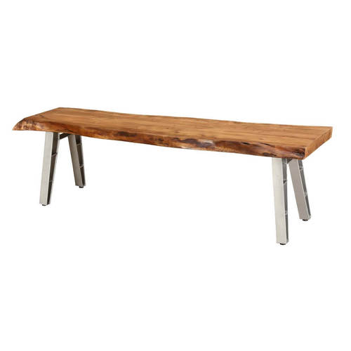 Live edge bench with iron legs