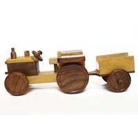 Wooden Toy Tractor Trolly - Wood, 35x15x8 Cm, Brown | Handmade Elegance, Perfect For Home Decor & Gifting, Indigenous Carving Design
