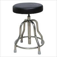 Hospital Revolving Stool - Stainless Steel Frame, 18x27 Adjustable Height, Black Leather Seat | Durable, Rotatable Design With 5 Wheels