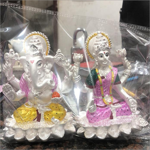 Ganesh Laxmi Silver Statue