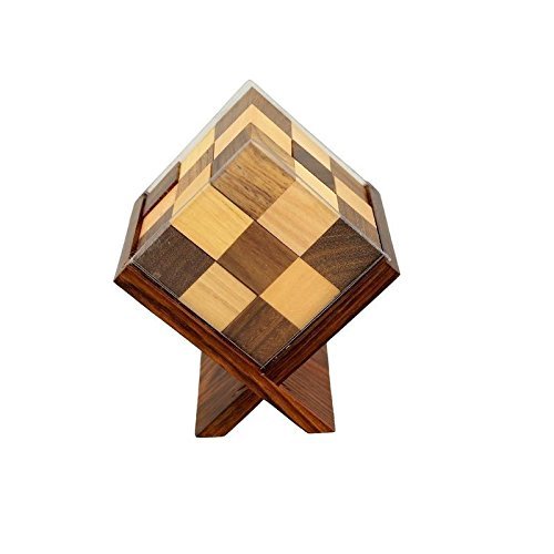Handmade Wooden Game Soma Cube in Stand Handmade Wooden Game Soma Cube in Stand