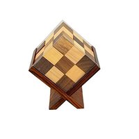 Handmade Wooden Game Soma Cube - Wood, 11x9.5x7 Cm, Brown | Elegant Home Decor & Gifting Piece