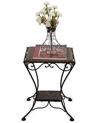 Wooden & Wrought Iron Stool/chair (black, 13 X 13 X 16 Inch)