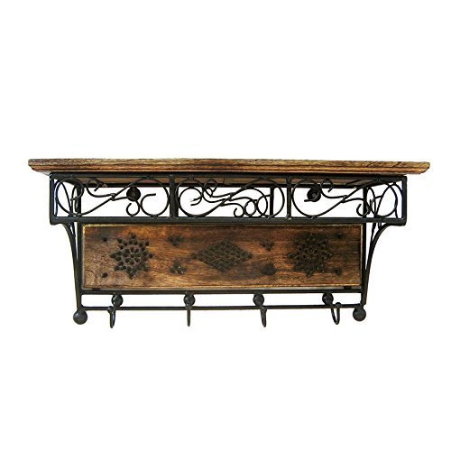 Shoppee Beautiful Wood And Wrought Iron Fancy Handicrafts Wall Shelf (Standard Size, Brown) Size: 12 X 53 X 25