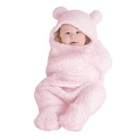 Soft Flannel Baby Blanket - 100% Polyester, 68x78x2 cms, Pink | Ultra Soft Double Layered, Hooded Design, Velcro Closure, Portable Sleeping Bag and Wrapper
