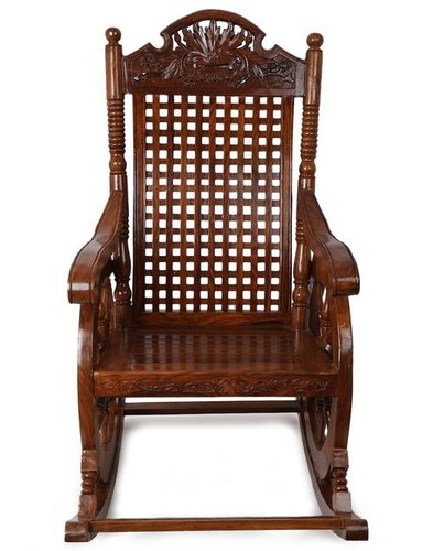 Shoppee Grandpa Wooden Hand Caved Rocking Chair (43 X 24 X 37 inch, Brown)