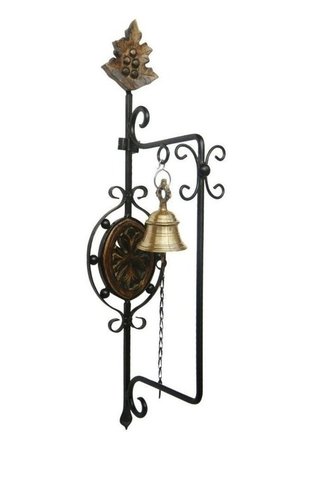 Wooden Wrought Iron Brass Hanging Door Bell Wall Mounted With Free
