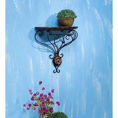 Wooden & Wrought Iron Wall Bracket D-Shape (Black, 11X6X12) Wooden & Wrought Iron Wall Bracket D-Shape (Black, 11X6X12)