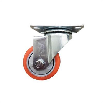 Medium Duty PU Caster Wheel - 75mm Dia, 32mm Tread Width, 90kg Load Capacity | Silver Color, Single Ball Bearing, Industrial Use
