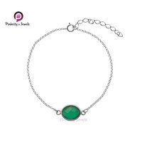 Natural Green Onyx 925 Silver Bracelet Diameter: Customized  Centimeter (cm)