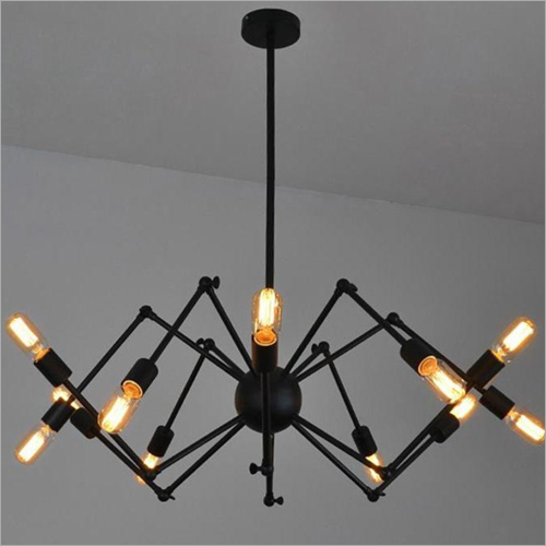 Designer Metal Frame Hanging Lamp - Metal, Various Sizes Available, Matte Black | Modern Style, Electric Power Source