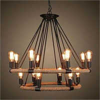 Rustic Hemp Rope Chandelier Pendant Light