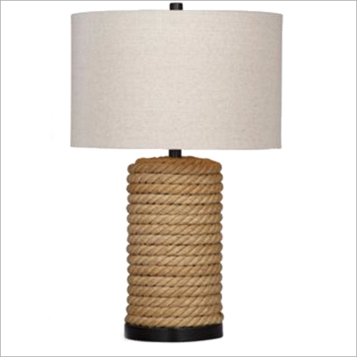 Drum Shade Rope Table Lamp - Antique Style, Electric Power Source, Various Sizes Available