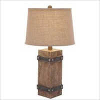 Drum Shade Wooden Table Lamp