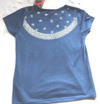 Solid Women V-neck Blue T-shirt Mithila Painted
