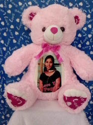 Personalized Teddy Bear - Soft Fur 23x58 cm Pink Color | Customizable Photo for Children