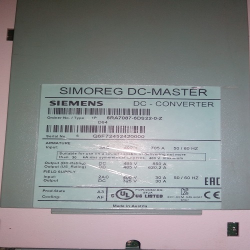 SIEMENS DC-MASTER DRIVE 6RA7087-6DS22-0-Z