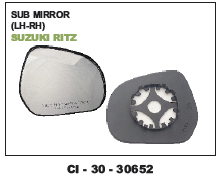 Sub Mirror Suzuki, Ritz - High-Quality Material | 4-Wheeler Vehicle Type, Warranty Included