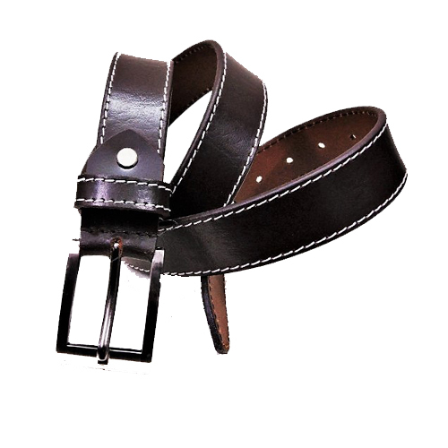 Coffee Color Stitched Leather Belt For Men - 100% Genuine Leather, 35mm Wide, Waist 32-44 Inches | Modern Design with Zinc Buckle, Optional One-Sized Fit