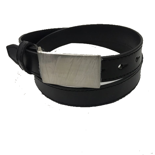 Fine Texture Single Layered Black Belt With Plate Buckle