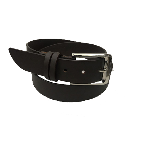 Double Loop Grain Black Leather Belt