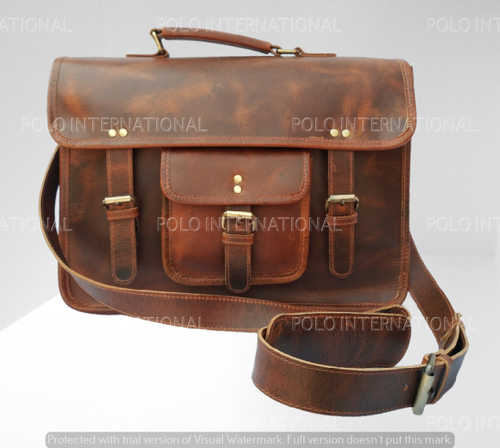 Grain Leather Satchel Bag with laptop case