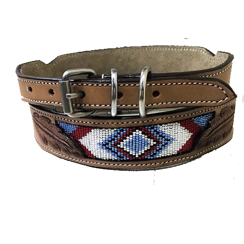 Hand carved and Beaded Dog Collar