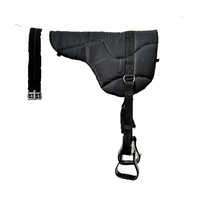 Black Bareback Pad - Nylon Cloth, Free Size, Black | Stirrup Strap Pair With Girth, Horse Riding