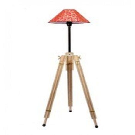 Handmade Premium Teak Wooden Tripod Floor Lamp - Home Decorate