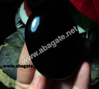 Black Obsidian Palm Stone - Aaa Agate, 3 Inch Oval Cut, Black Color | Mineral Gemstones, Weight 25-50 Grams, Perfect For Meditation