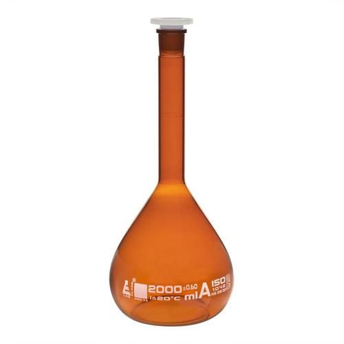 FLASK VOLUMETRIC , AMBER , WITH ONE  MARK, STOPPER MADE OF POLYTHENE 2000ML