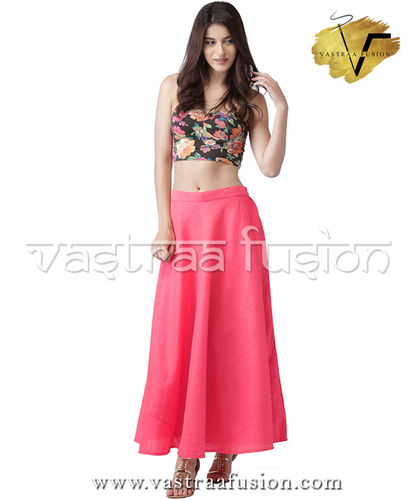LADIES DESIGNER CHANDERI SKIRTS - Cotton Blended Jute, Sizes 36-50 Inches, Available in 25 Colors | Casual & Festive, Regular Fit, Plain Pattern, Perfect for Summer