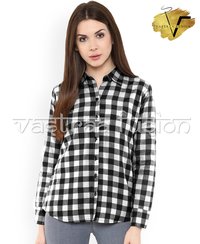 Ladies Check Cotton Shirts - 100% Cotton, L To Xxxl Sizes, Multi Color | Classic Collar, Full Sleeves, Washable, Quick Dry, Trendy Style