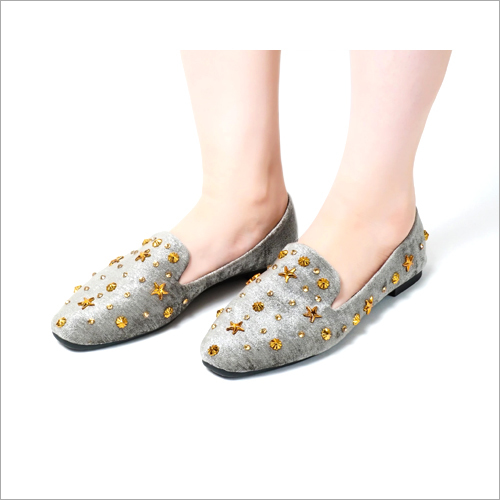Glam Grey Slip On Flat Loafer Size: Available In All Size