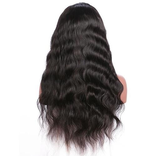 Full Lace Wavy Natural Black - Human Hair, 14 Inches, 150% Density, Black, Average Cap Size, Soft Texture, Natural Look